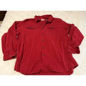 Wrangler Flex for Comfort Mens 2XL Red Twill Long Sleeve Button Down Work Shirt
